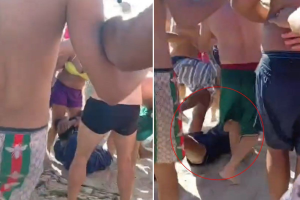 Adolescente é agredido por banhistas após furtar celular em praia de SP; VÍDEO